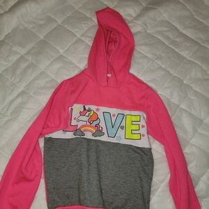 Bobbie Brooks Pink and Gray Love Unicorn Hoodie